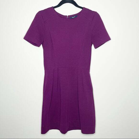 MADEWELL short sleeve crew neck gallerist ponte dress eggplant purple size 2 - Picture 2 of 6